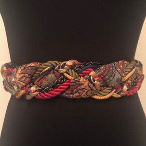 Vintage Ginnie Johansen Multicolor Braided Tapestry Belt HandmadeAdjustable Size